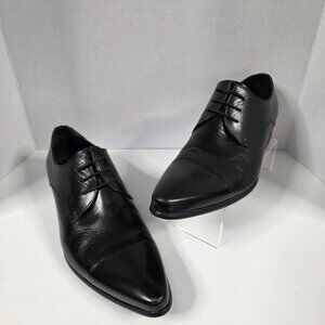Serdaomani Men’s Black Leather Point Dress Shoes